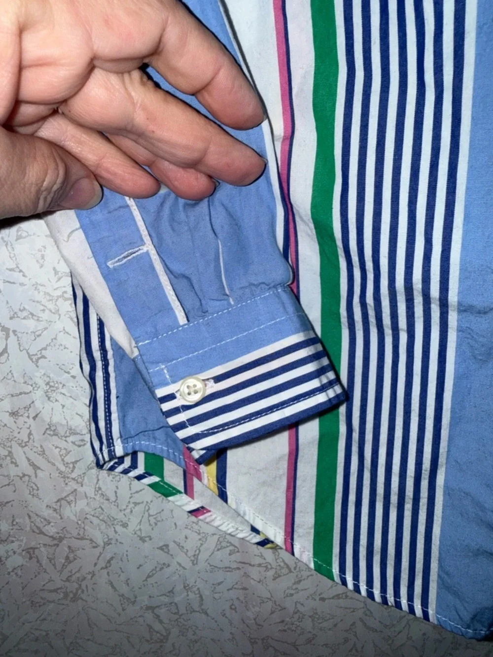 Ralph Lauren Boys' Multicolor Striped Button-Down Shirt - Blue/Green/White, 3/3T
